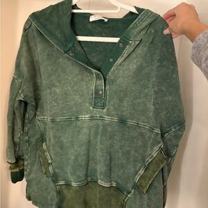 Zenana Outfitters Forest Green Button-Up Top